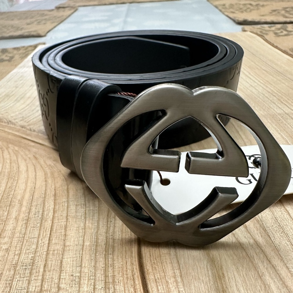 Men's Black Belt with Silver Buckle